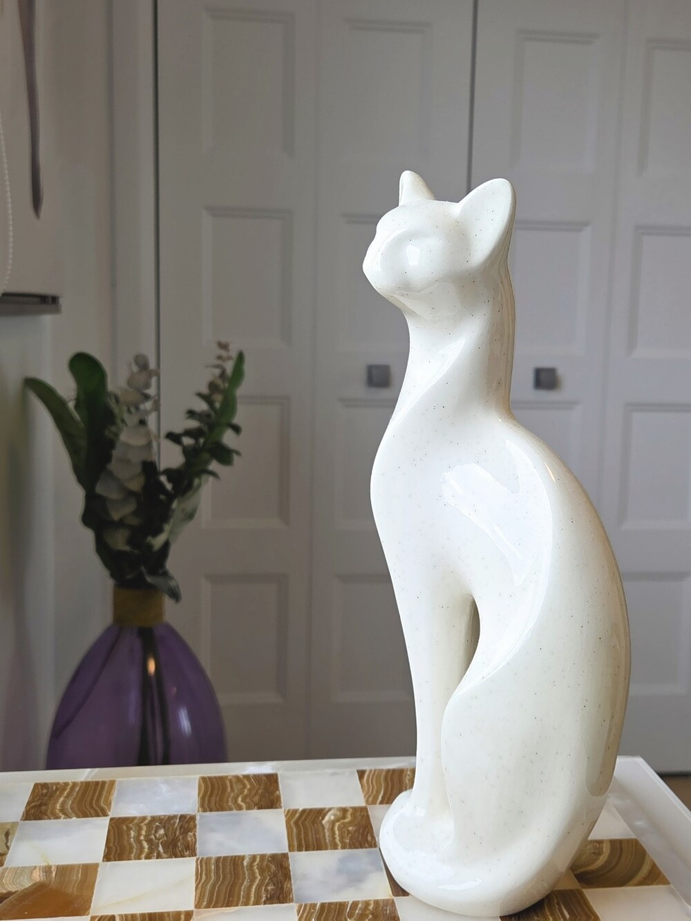 Large Midcentury Ceramic Cat Figurine